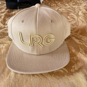 LRG cream Hat. LRG logo